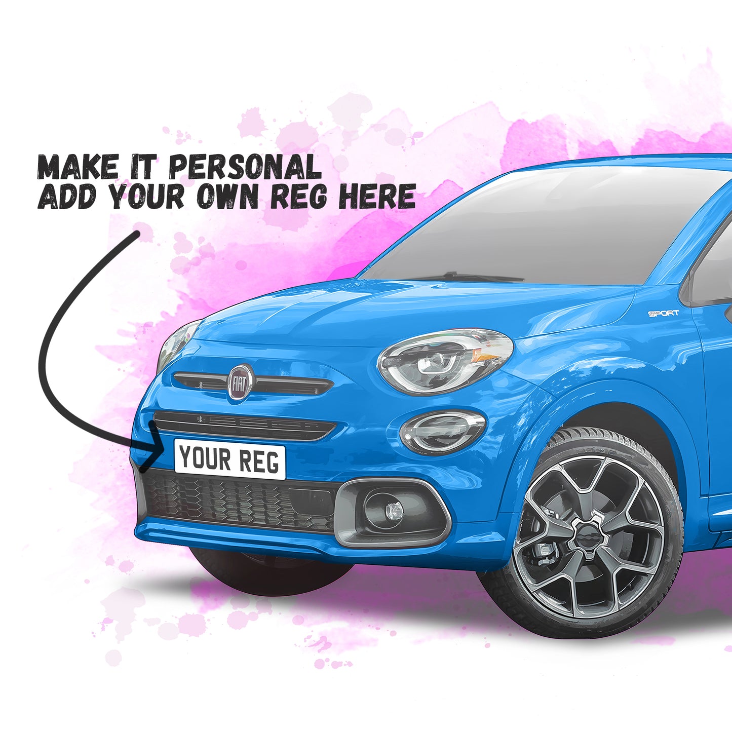 Personalised Fiat 500X Art Print